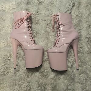 Pleaser Light Pink Platform Lace-Up Heels